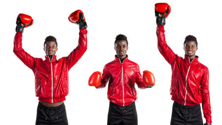 Black man with boxing glovesの写真素材