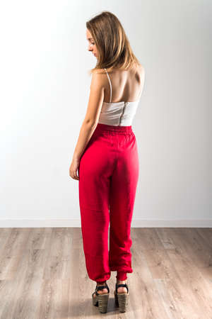 Blonde teen girl posing in studioの写真素材