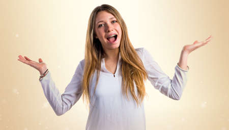 Teen girl doing surprise gestureの写真素材