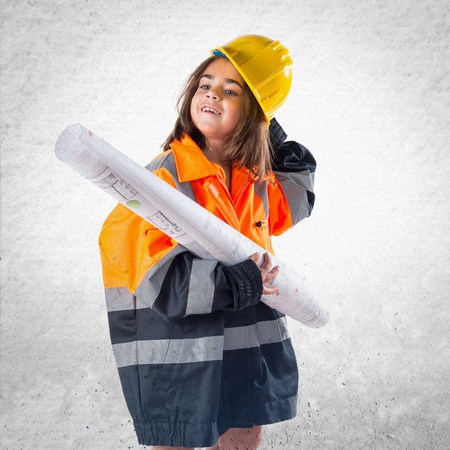 Little girl dressed like laborerの写真素材