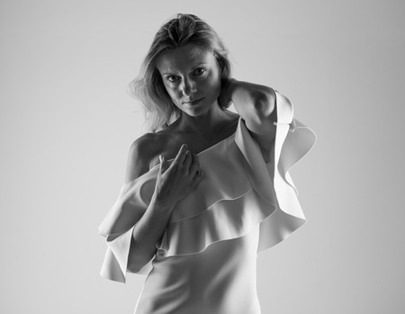 Pretty model woman posing in studioの写真素材