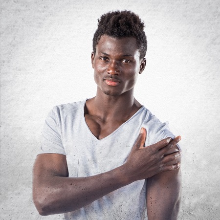 Handsome black man posingの写真素材
