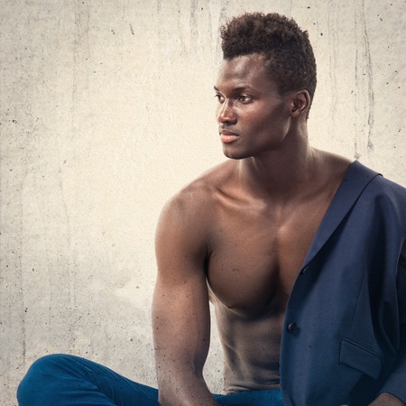 Handsome black man posingの写真素材
