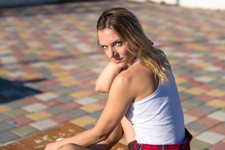 Beautiful woman outdoorsの写真素材