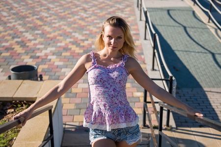 Beautiful woman in a parkの写真素材