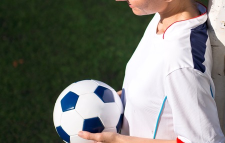 Pretty football woman playerの写真素材