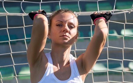 Pretty football woman player