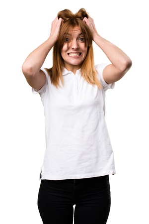 Frustrated beautiful young girlの写真素材