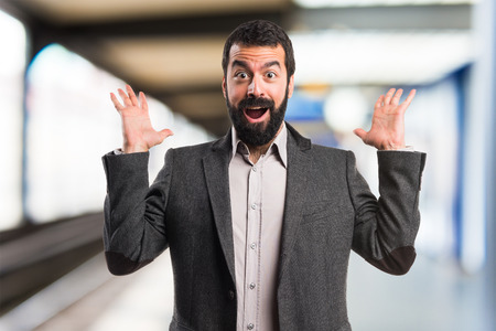 Man doing surprise gestureの写真素材