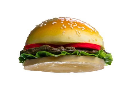 Hamburger toy over isolated white backgroundの写真素材
