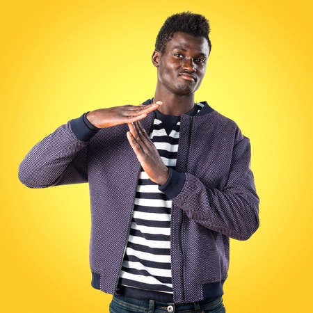 Black man making time out gestureの写真素材