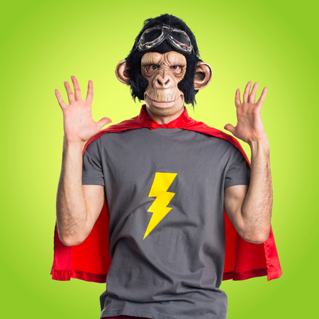 Frustrated Superhero monkey manの写真素材