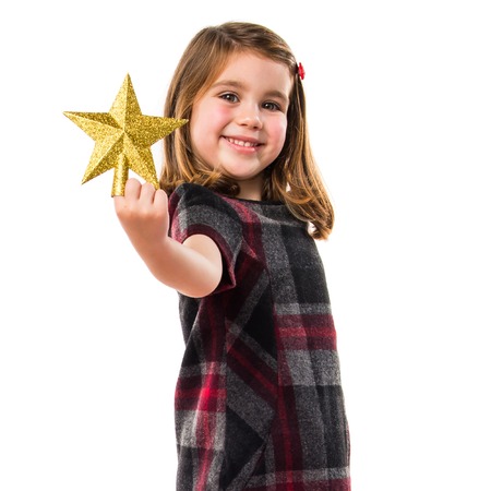 Kid with Christmas elementsの写真素材