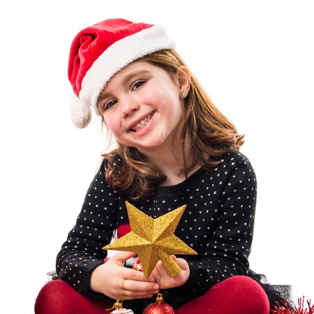 Kid with Christmas elementsの写真素材