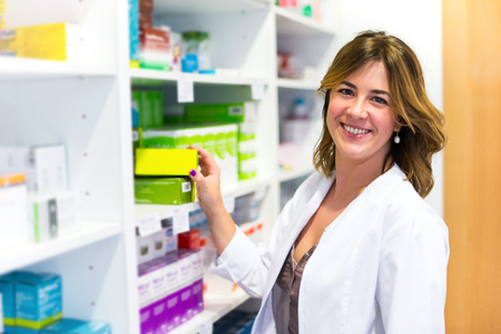 Woman customer in the pharmacyの写真素材