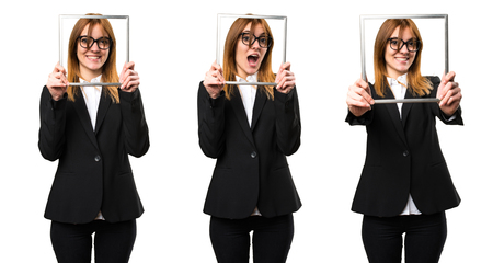 Set of Young business woman with frameworkの写真素材