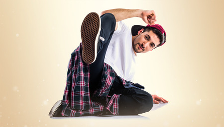 Urban dancer on ocher backgroundの写真素材