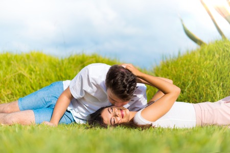 Young couple at outdoorsの写真素材