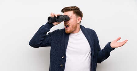man with binocularsの写真素材