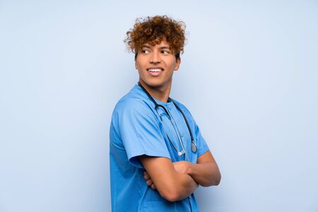 Surgeon doctor african american man laughingの写真素材