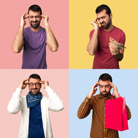 Set of men unhappy and frustrated with somethingの写真素材