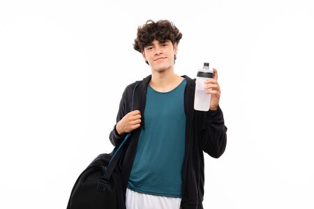 Sport man over isolated white backgroundの写真素材