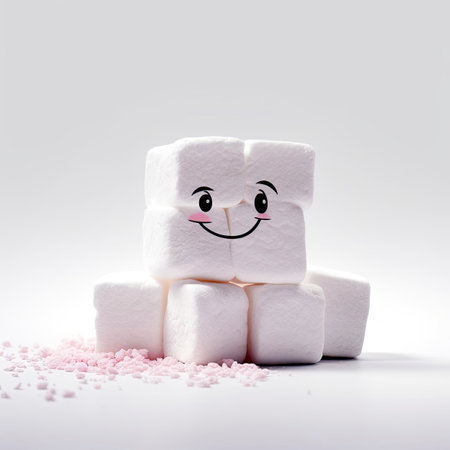 several marshmallows stacked with a smileの素材