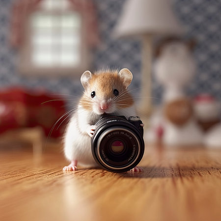 a photographer mouse . Generative AIの素材