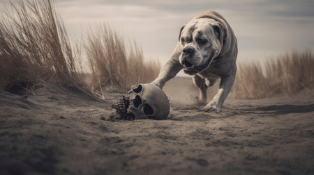 A dog and a skull . Generative AIの素材