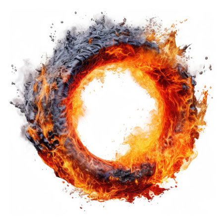 a circle of fire, ring of fire. Generative AIの素材