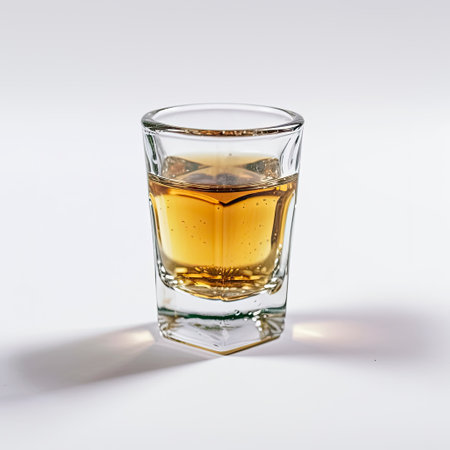 whiskey in a glass on a white background, studio shotの素材
