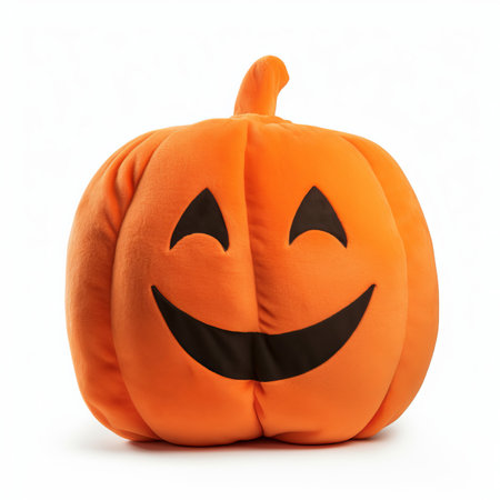 A stuffed pumpkin with a smile on it's faceの素材