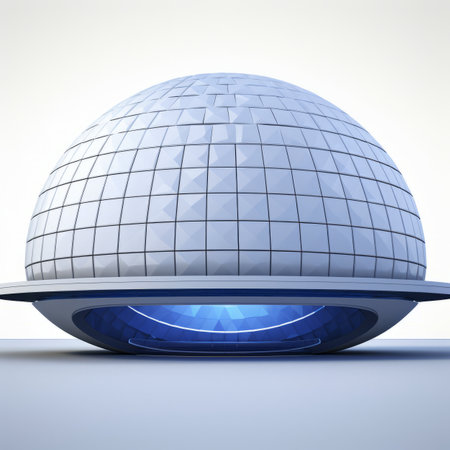 A white and blue object sitting on top of a tableの素材