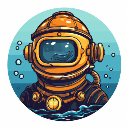 An orange diving suit with a fish in itの素材