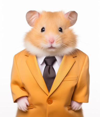 A hamster dressed in a suit and tieの素材