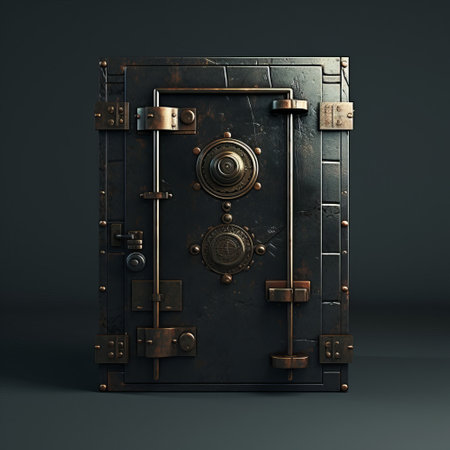 A black and gold door with a lock on itの素材