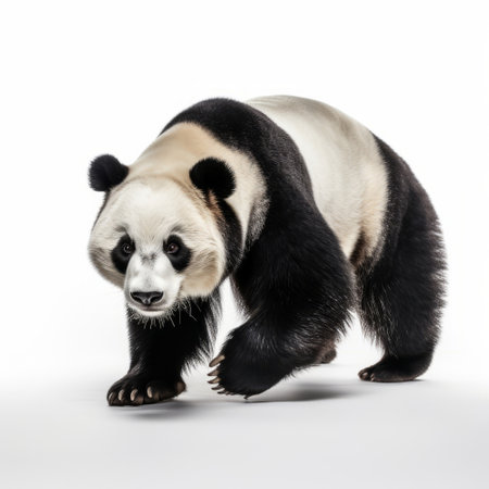 Panda isolated on a white background. Studio shot of a giant panda.の素材