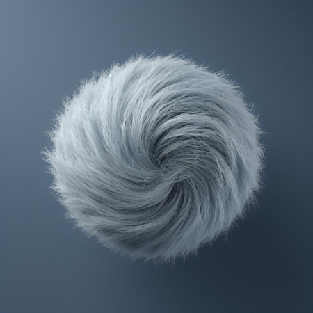 A close up of a white fluffy ball of hairの素材