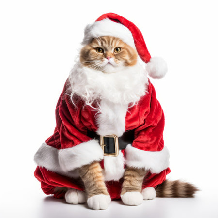 A cat dressed up in a santa suitの素材