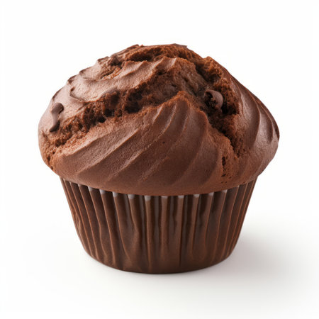 A close up of a chocolate muffin on a white background vector artの素材