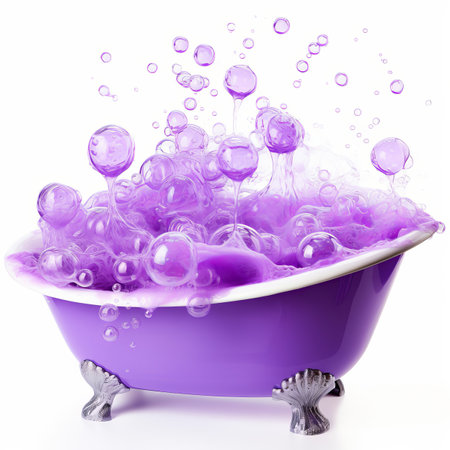 A bathtub filled with soap bubbles on a white background vector artの素材