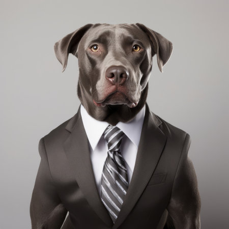 A dog dressed in a suit and tieの素材