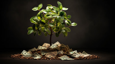 A tree with money growing out of itの素材