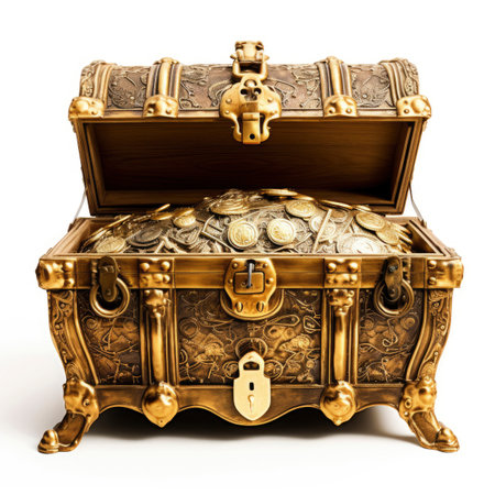 A gold chest with a lock on top of itの素材