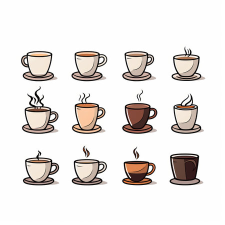 A set of coffee cups and saucersの素材