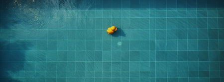 A yellow object floating in a pool of waterの素材