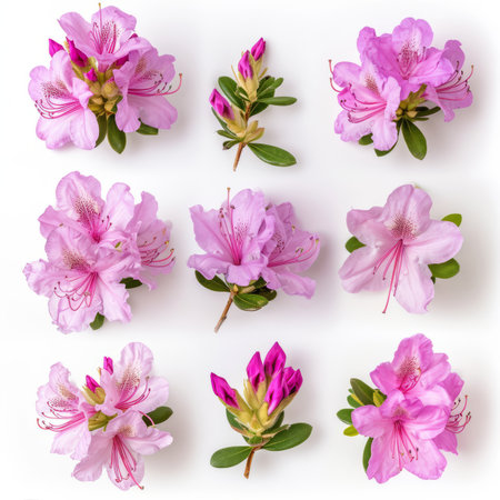 A bunch of pink flowers on a white backgroundの素材