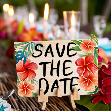 A sign that says save the date on itの素材