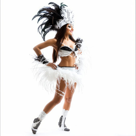 An image featuring a woman dressed in a white and black costume.の素材