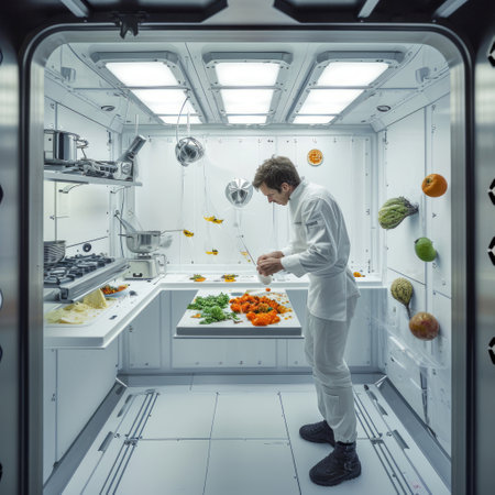 A man stands in front of an open refrigerator, deciding what to take out or put in.の素材